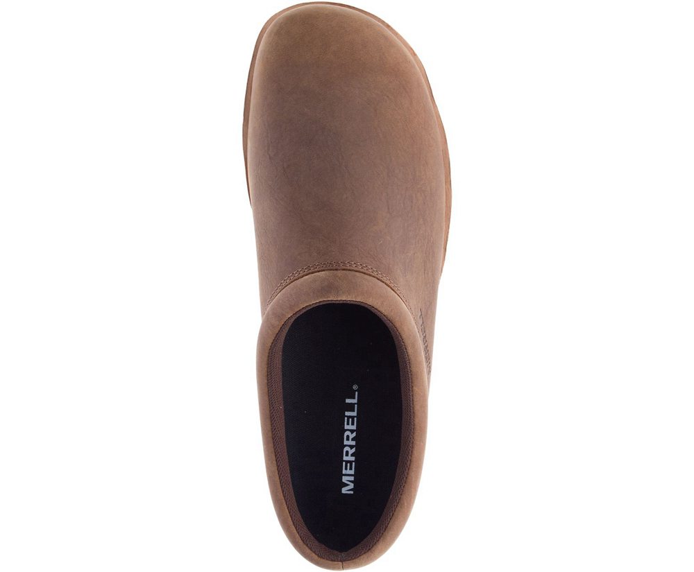 Merrell Slip Ons Brown - Juno Clog Leather - Mens 37HJKIWGT